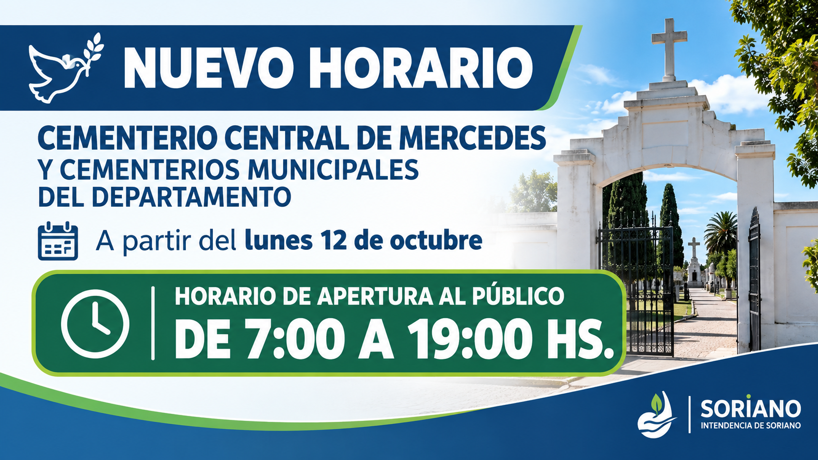 Nuevo horario en cementerios